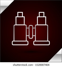 Silver line Binoculars icon isolated on dark red background. Find software sign. Spy equipment symbol.  Vector Illustration