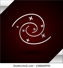 Silver line Black hole icon isolated on dark red background. Space hole. Collapsar.  Vector Illustration