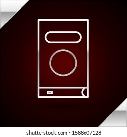 Silver line Book icon isolated on dark red background.  Vector Illustration