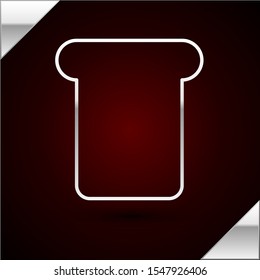 Silver line Bread toast for sandwich piece of roasted crouton icon isolated on dark red background. Lunch, dinner, breakfast snack.  Vector Illustration