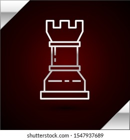 Silver line Business strategy icon isolated on dark red background. Chess symbol. Game, management, finance.  Vector Illustration