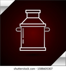 Silver line Can container for milk icon isolated on dark red background.  Vector Illustration