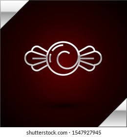 Silver line Candy icon isolated on dark red background. Happy Halloween party.  Vector Illustration