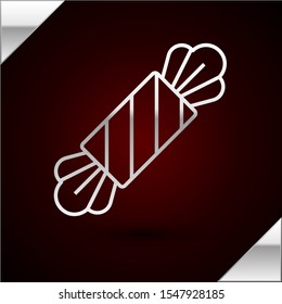 Silver line Candy icon isolated on dark red background. Happy Halloween party.  Vector Illustration