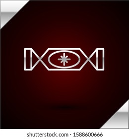 Silver line Candy icon isolated on dark red background. Merry Christmas and Happy New Year.  Vector Illustration