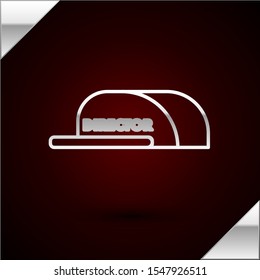 Silver line Cap with inscription director icon isolated on dark red background.  Vector Illustration