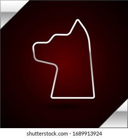 Silber-Linie Katze Symbol einzeln auf dunkelrotem Hintergrund. Vektorillustration-Illustration