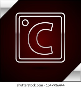Silver line Celsius icon isolated on dark red background.  Vector Illustration