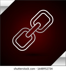 Silver Line Chain Link Symbol einzeln auf dunkelrotem Hintergrund. Link Single. Symbol der Hyperlink-Kette. Vektorillustration-Illustration