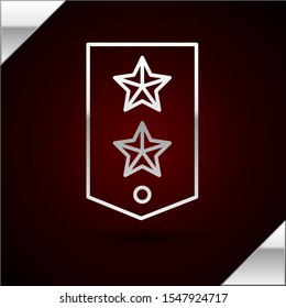 Silver line Chevron icon isolated on dark red background. Military badge sign.  Vector Illustration