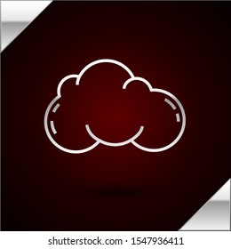 Silver line Cloud icon isolated on dark red background.  Vector Illustration
