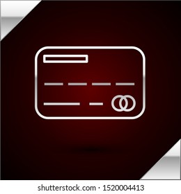 Silver line Credit card icon isolated on dark red background. Online payment. Cash withdrawal. Financial operations. Shopping sign.  Vector Illustration