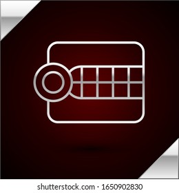 Silver line Dentures model icon isolated on dark red background. Dental concept.  Vector Illustration