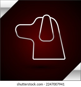 Silver line Dog icon isolated on dark red background.  Vector Illustration