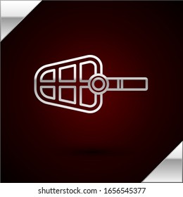 Silver line Dog muzzle icon isolated on dark red background.  Vector Illustration