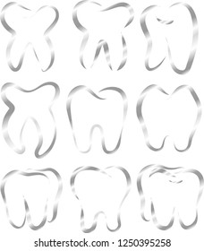 Silver Line drawing of tooth set