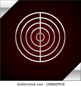 Silver line Earth structure icon isolated on dark red background. Geophysics concept with earth core and section layers earth.  Vector Illustration