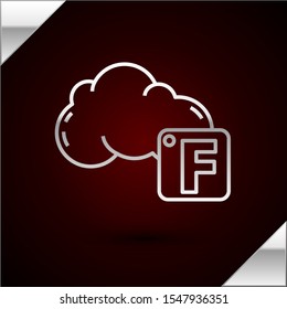 Silver line Fahrenheit and cloud icon isolated on dark red background.  Vector Illustration