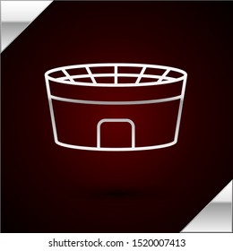 Silver line Football stadium icon isolated on dark red background. Football arena. Vector Illustration Silver line Football stadium icon isolated on dark red background. Football arena. Vector Illustration