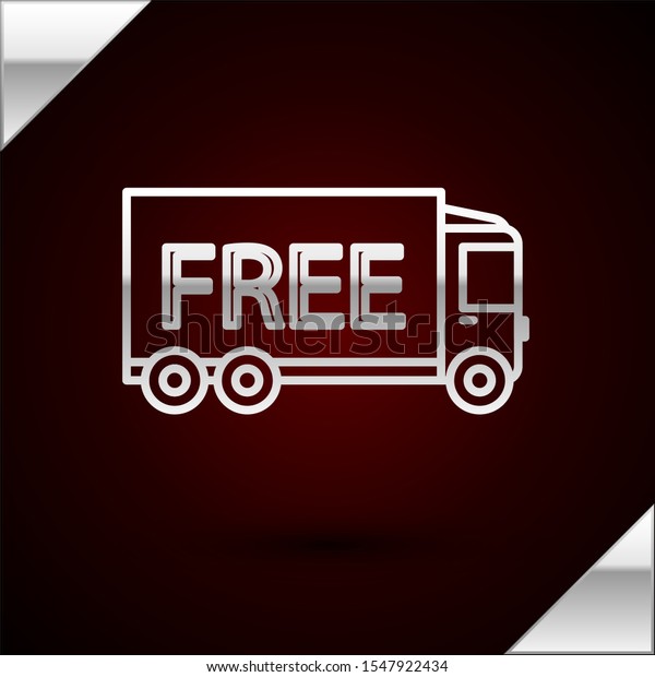 Silver line Free delivery service icon\
isolated on dark red background. Free shipping. 24 hour and fast\
delivery.  Vector\
Illustration