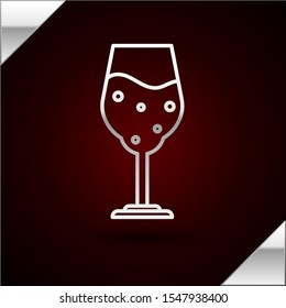 Silver line Glass of beer icon isolated on dark red background.  Vector Illustration