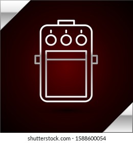 Silver line Guitar pedal icon isolated on dark red background. Musical equipment.  Vector Illustration