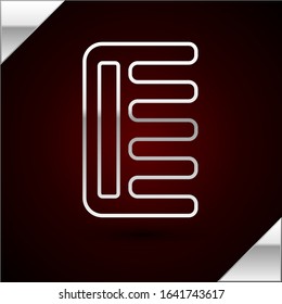 Silver line Hairbrush icon isolated on dark red background. Comb hair sign. Barber symbol.  Vector Illustration
