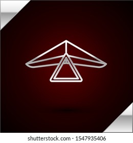 Silver line Hang glider icon isolated on dark red background. Extreme sport.  Vector Illustration