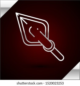 Silver line Hipster arrow tip icon isolated on dark red background.  Vector Illustration