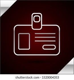 Silver line Identification badge icon isolated on dark red background. It can be used for presentation, identity of the company, advertising.  Vector Illustration