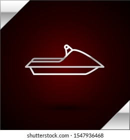 Silver line Jet ski icon isolated on dark red background. Water scooter. Extreme sport.  Vector Illustration