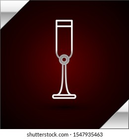 Silver line Jewish goblet icon isolated on dark red background. Jewish wine cup for kiddush. Kiddush cup for Shabbat.  Vector Illustration