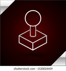 Silver line Joystick for arcade machine icon isolated on dark red background. Joystick gamepad.  Vector Illustration