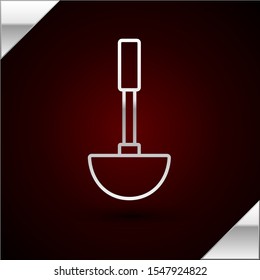 Silver line Kitchen ladle icon isolated on dark red background. Cooking utensil. Cutlery spoon sign.  Vector Illustration