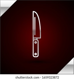 Silver Line Knife Symbol einzeln auf dunkelrotem Hintergrund. Farbensymbol. Vektorillustration-Illustration