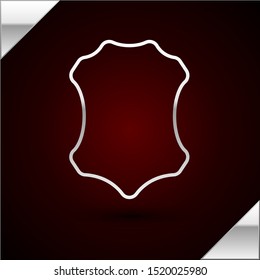 Silver line Leather icon isolated on dark red background.  Vector Illustration