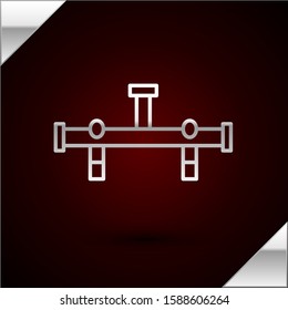 Silver line Manifold icon isolated on dark red background.  Vector Illustration