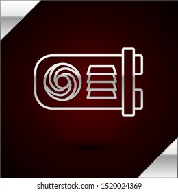 Silver line Mining farm icon isolated on dark red background. Cryptocurrency mining, blockchain technology, bitcoin, digital money market, wallet.  Vector Illustration
