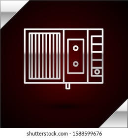 Silver line Music tape player icon isolated on dark red background. Portable music device.  Vector Illustration