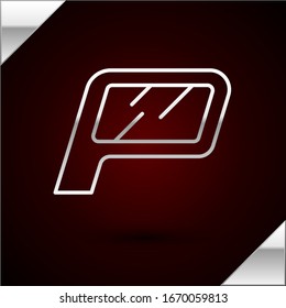 Silver line Parking icon isolated on dark red background. Street road sign.  Vector Illustration