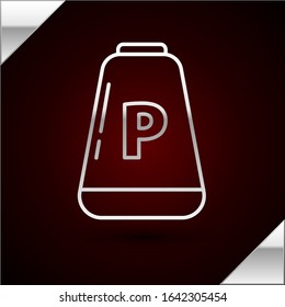 Silver line Pepper icon isolated on dark red background. Cooking spices.  Vector Illustration
