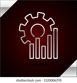 Silver line Pie chart infographic icon isolated on dark red background. Diagram chart sign.   Vector Illustration