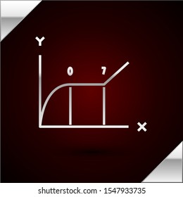 Silver line Pie chart infographic icon isolated on dark red background. Diagram chart sign.  Vector Illustration