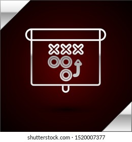 Silver line Planning strategy concept icon isolated on dark red background. Soccer or american football cup formation and tactic.  Vector Illustration