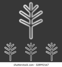 Silver line plant logo design set