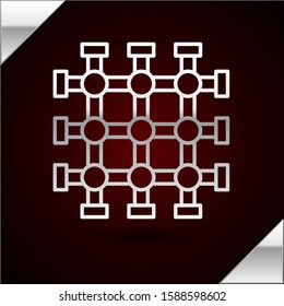 Silver line Prison window icon isolated on dark red background.  Vector Illustration