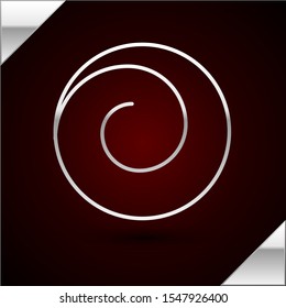 Silver line Roll bun with cinnamon icon isolated on dark red background. Bakery products.  Vector Illustration
