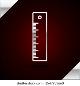 Silver line Ruler icon isolated on dark red background. Straightedge symbol.  Vector Illustration