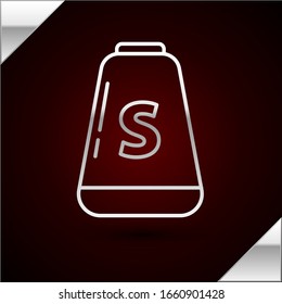 Silver line Salt icon isolated on dark red background. Cooking spices.  Vector Illustration