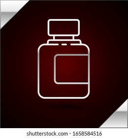 Silver line Sauce bottle icon isolated on dark red background. Ketchup, mustard and mayonnaise bottles with sauce for fast food.  Vector Illustration